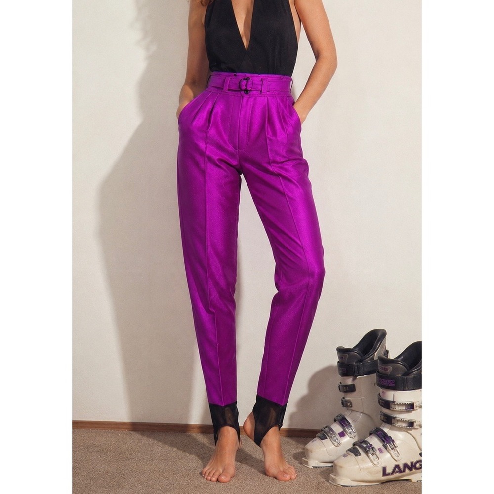 VINTAGE 80s SKITIQUE INTERNATIONAL Magenta Stirrup Pants Made in Italy